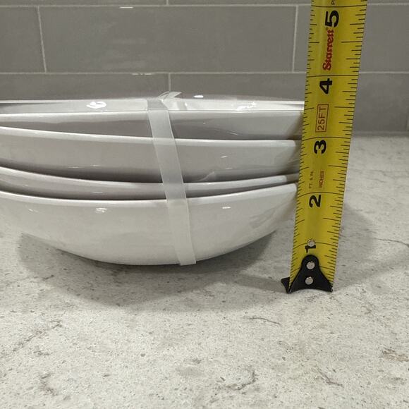 Set 4 GRAY / TAUPE RIM 9x2” PASTA BOWLS Melamine NEW Farmhouse Rachel Ashwell - Picture 2 of 4